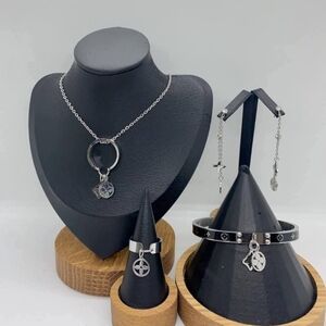 Silver Pendant Necklace and Bracelet Set